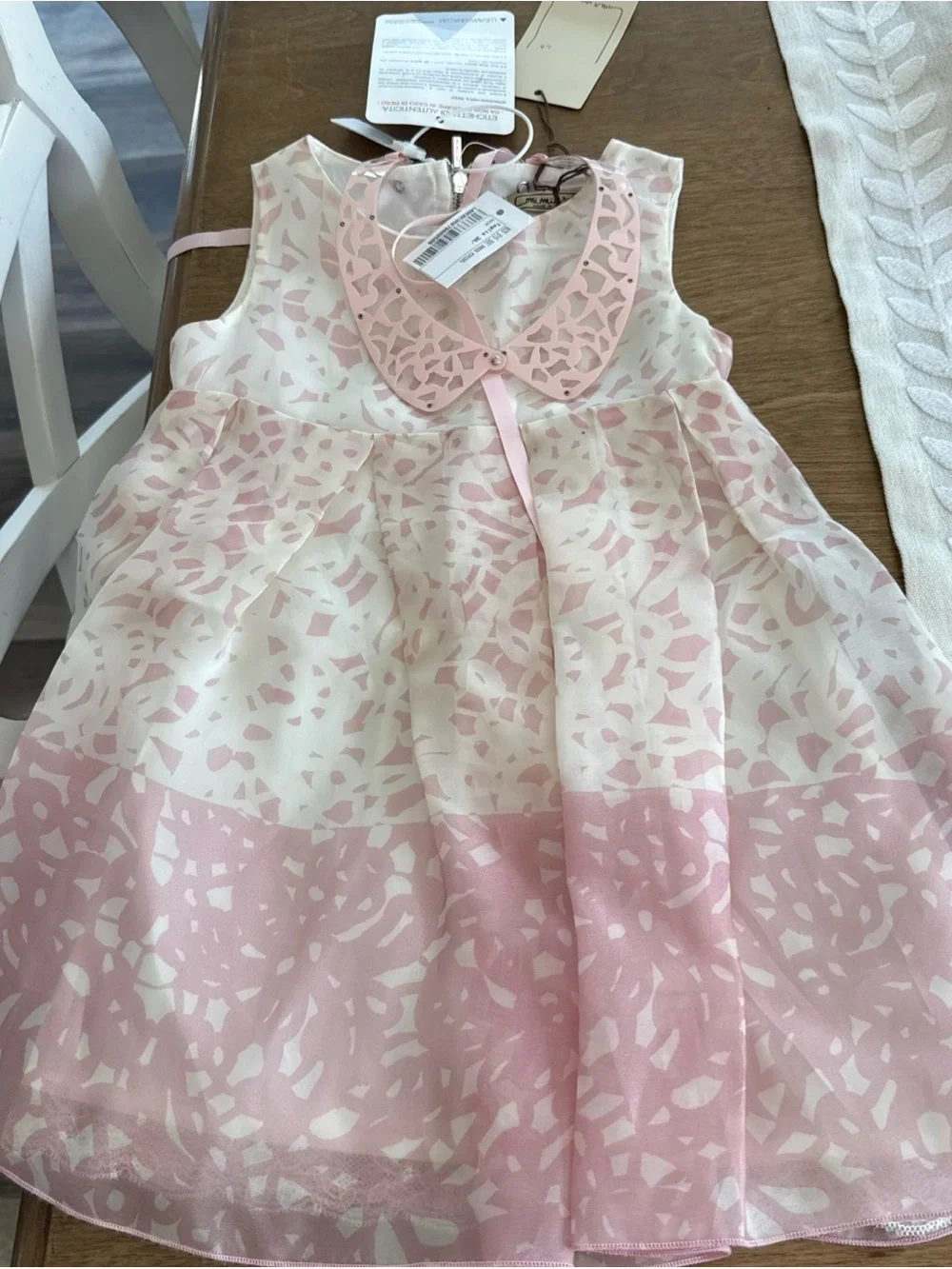 MiMiSol Girls Dress 3 Years Made In Italy Pink White Toddler Baby NWT Boutique